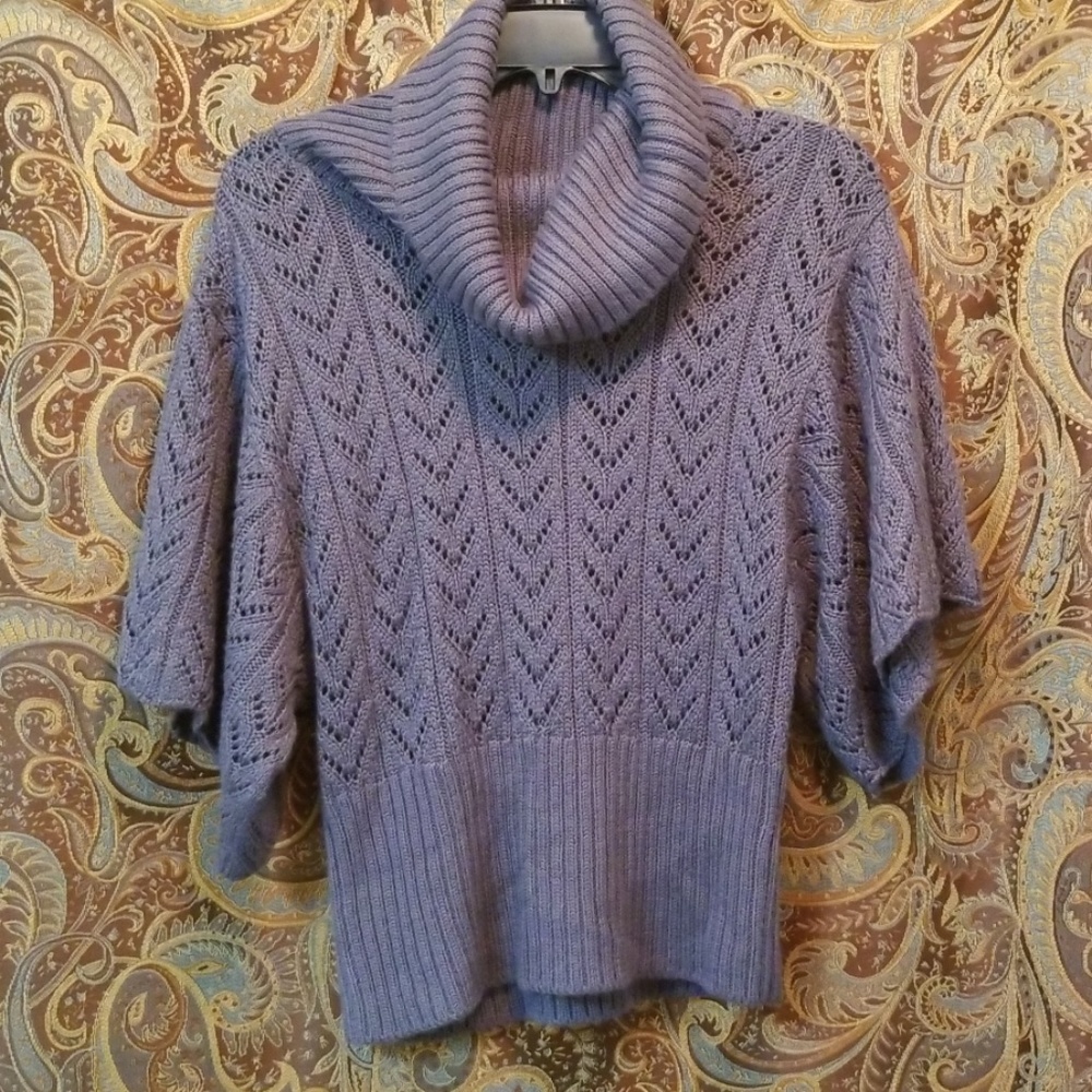 Cowl Neck Shortsleeve Lightweight Sweater